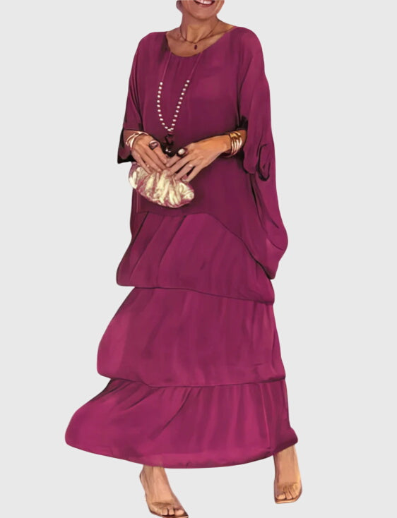 Women's Lightweight Flowy Full-Length Maxi Dress in Pink-Violet