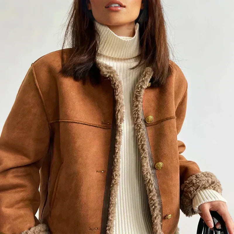 Women's Sheepskin Jacket, Genuine Shearling Leather Winter Coat