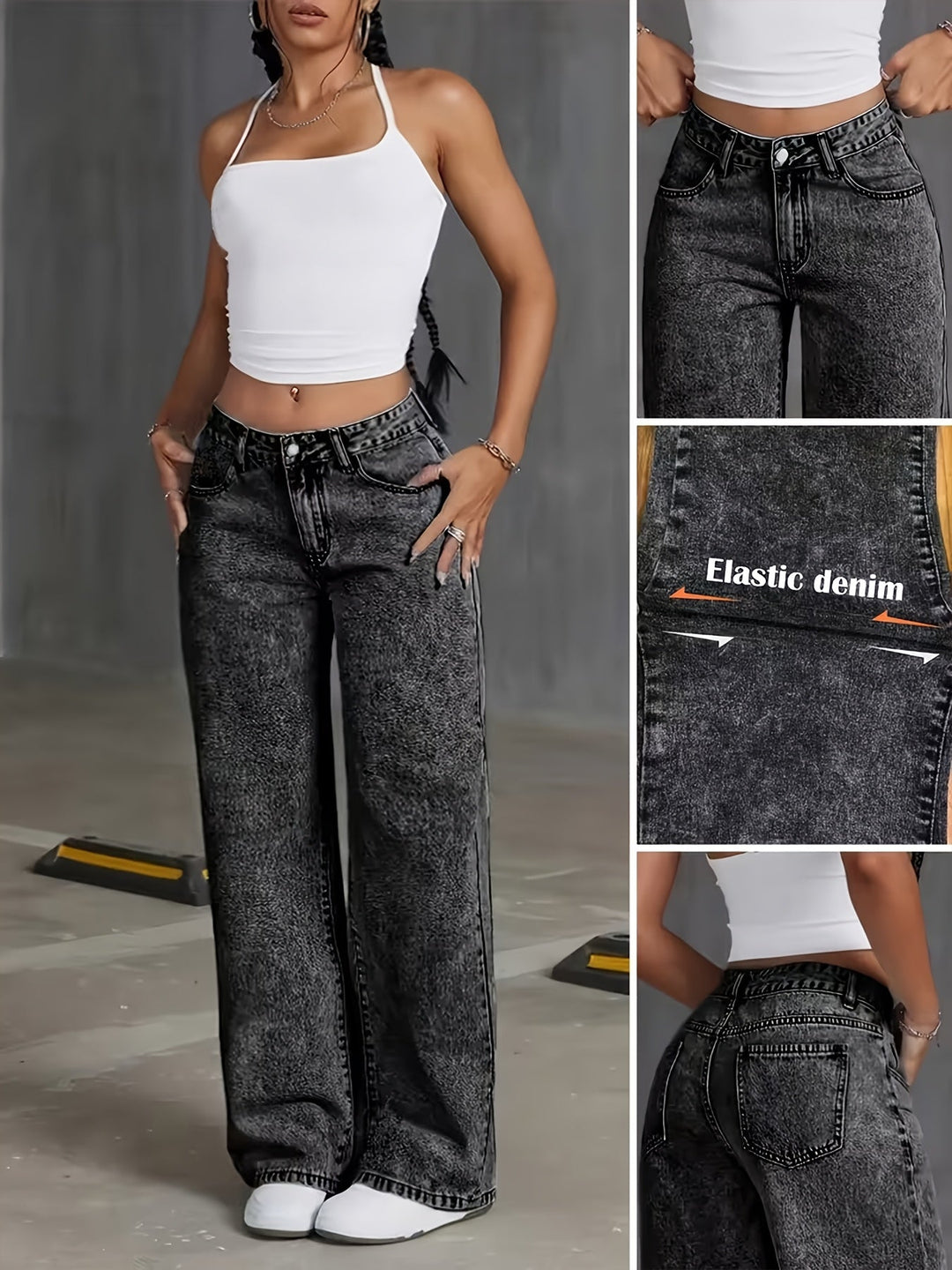 Women's Wide Leg Jeans, High Waisted Relaxed Fit Denim Trousers