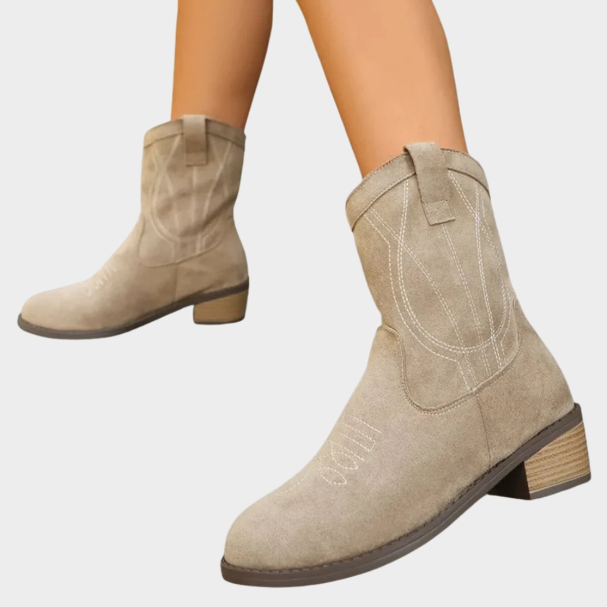 Women's Embroidered Suede Western Ankle Boots, view 3