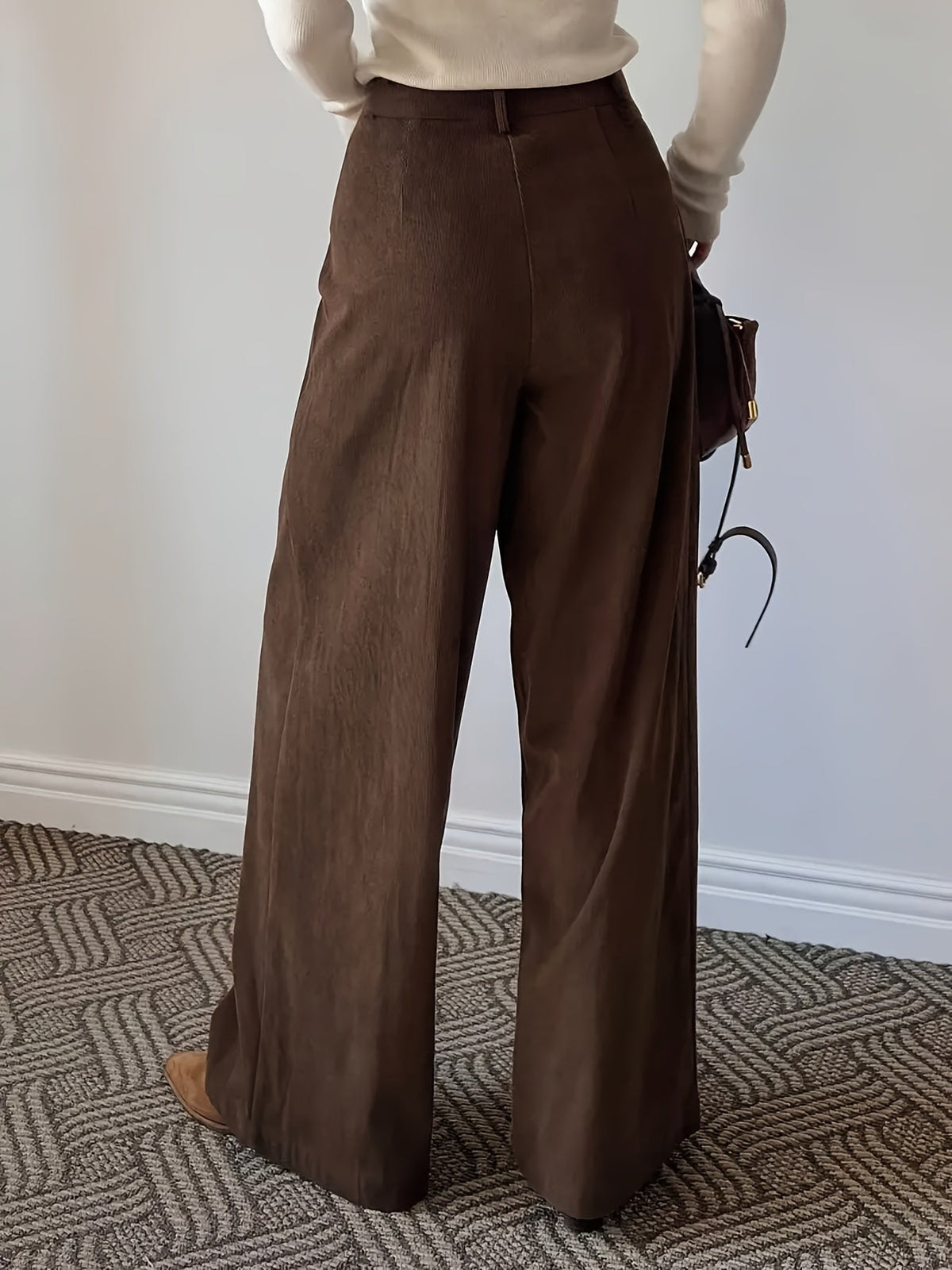 Women's Pleated High-Waisted Wide-Leg Pants, view 7