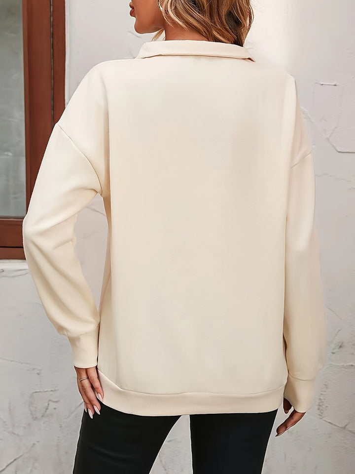 Women's Half Zip Sweatshirt, Relaxed Fit Pullover Top Plus Size