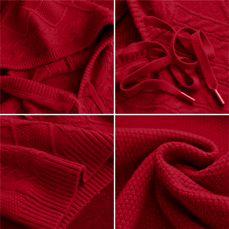 Women's Hooded Cable Knit Sweater, Chunky Pullover with Hood