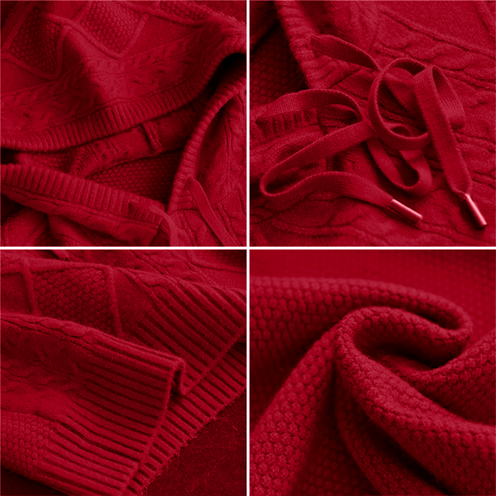 Women's Hooded Cable Knit Sweater, Chunky Pullover with Hood