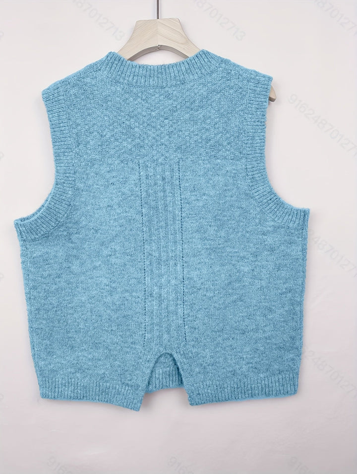 Women's Cable Knit Sweater Vest, Sleeveless V Neck Pullover