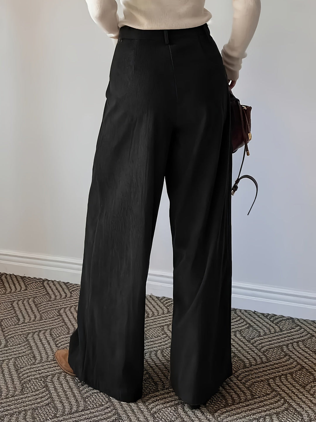 Women's Pleated Trousers, Wide Leg High Waisted Flowy Pants
