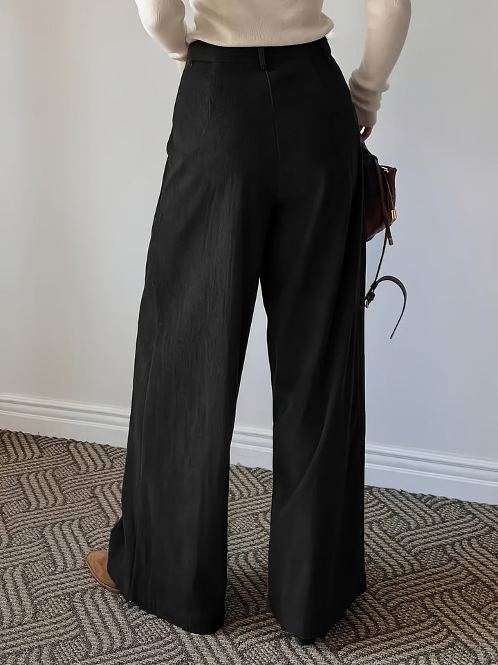 Women's Pleated Trousers, Wide Leg High Waisted Flowy Pants