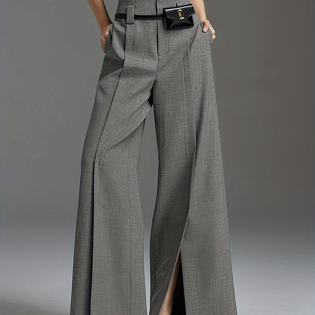 Women's Wide Leg Trousers, Side Slit High Waisted Flowy Pants
