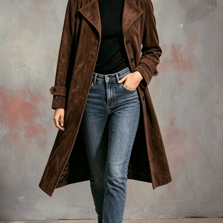 Women's Longline Coat, Tailored Straight Cut Winter Overcoat