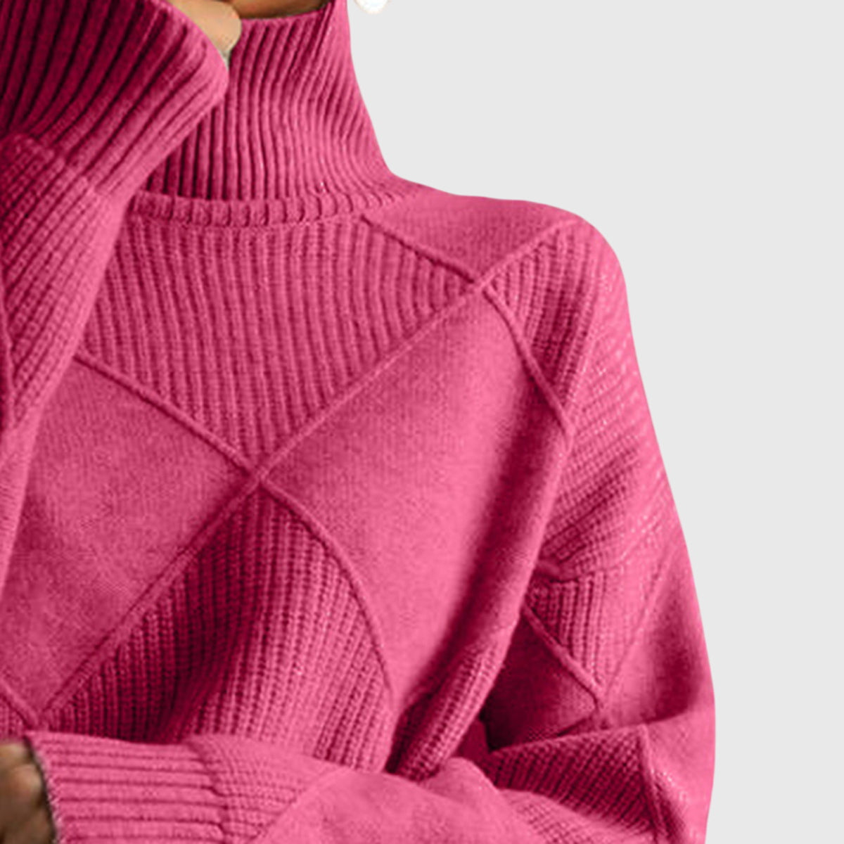 Women's Geometric Textured Knit Turtleneck Sweater, view 4