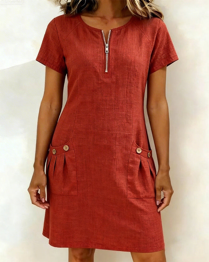 Van Elst Mode® | Cotton dress with zip fastening