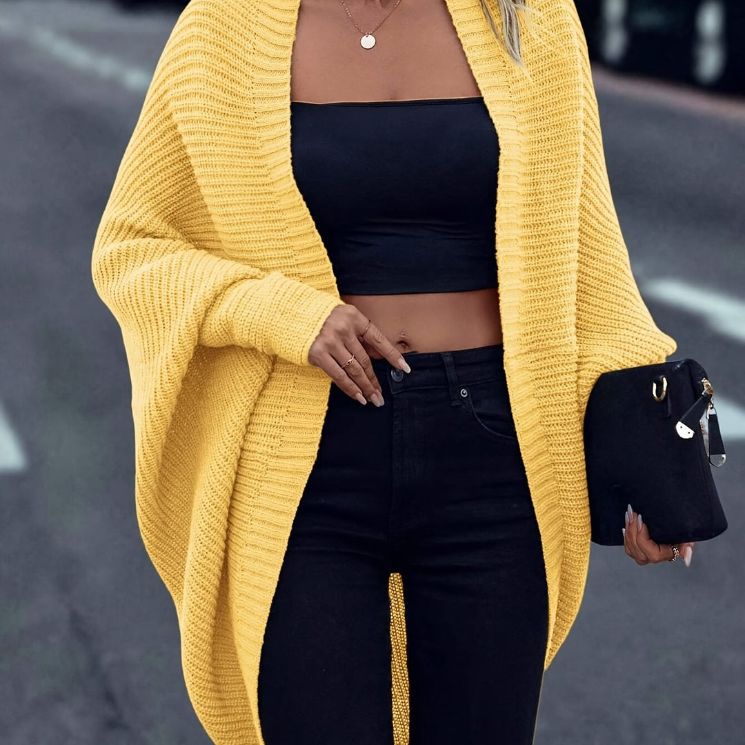 Women's Mid Length Cardigan Sweater, Solid Soft Knit Longline Top