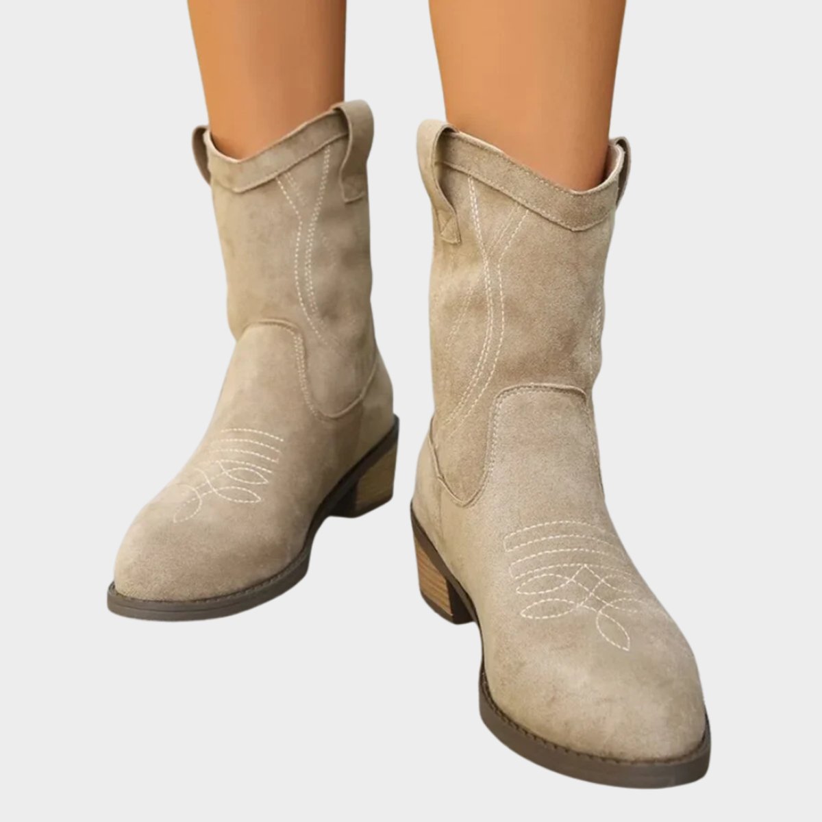 Women's Embroidered Suede Western Ankle Boots