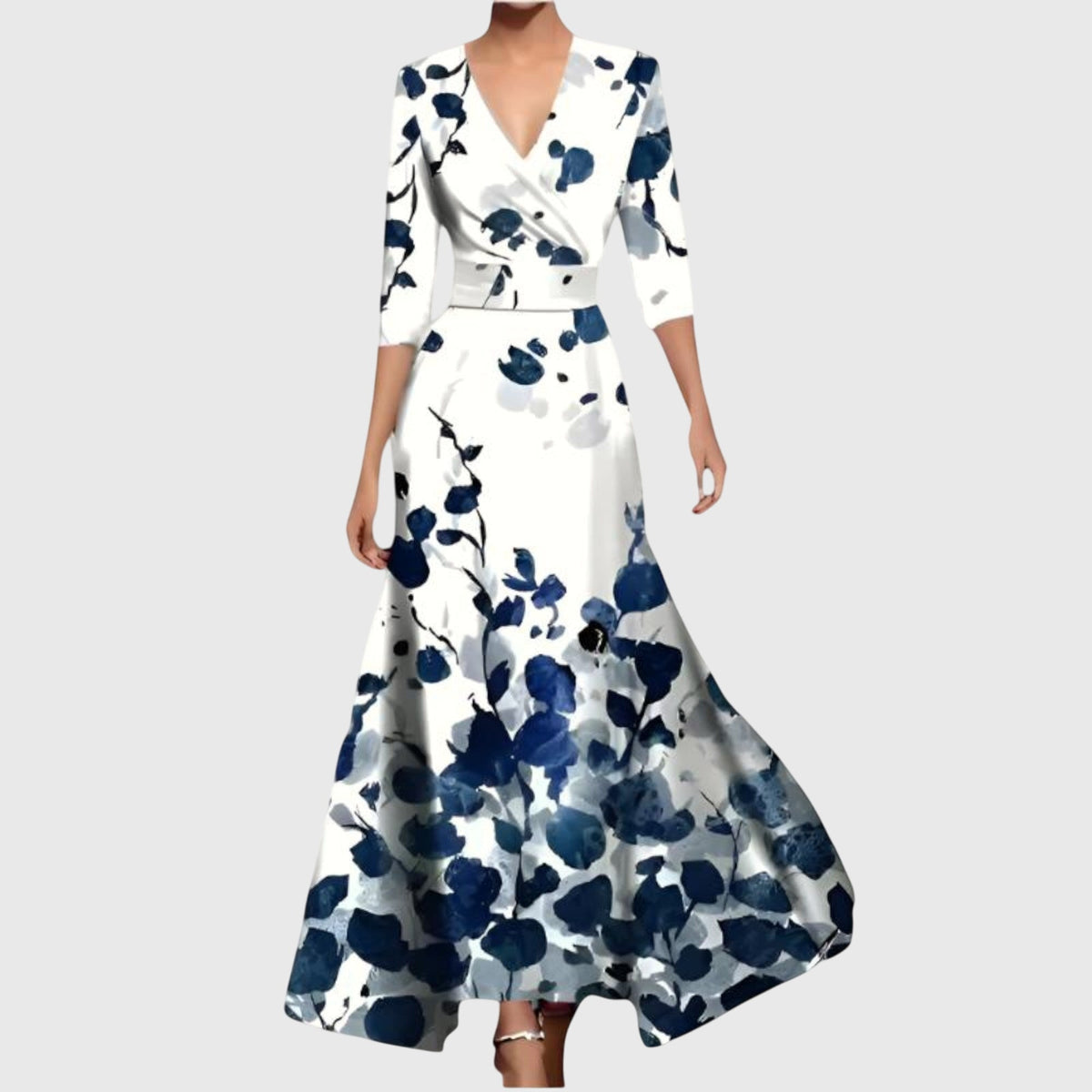 Women's Tailored Elegant Day-to-Evening Midi Dress in Blue
