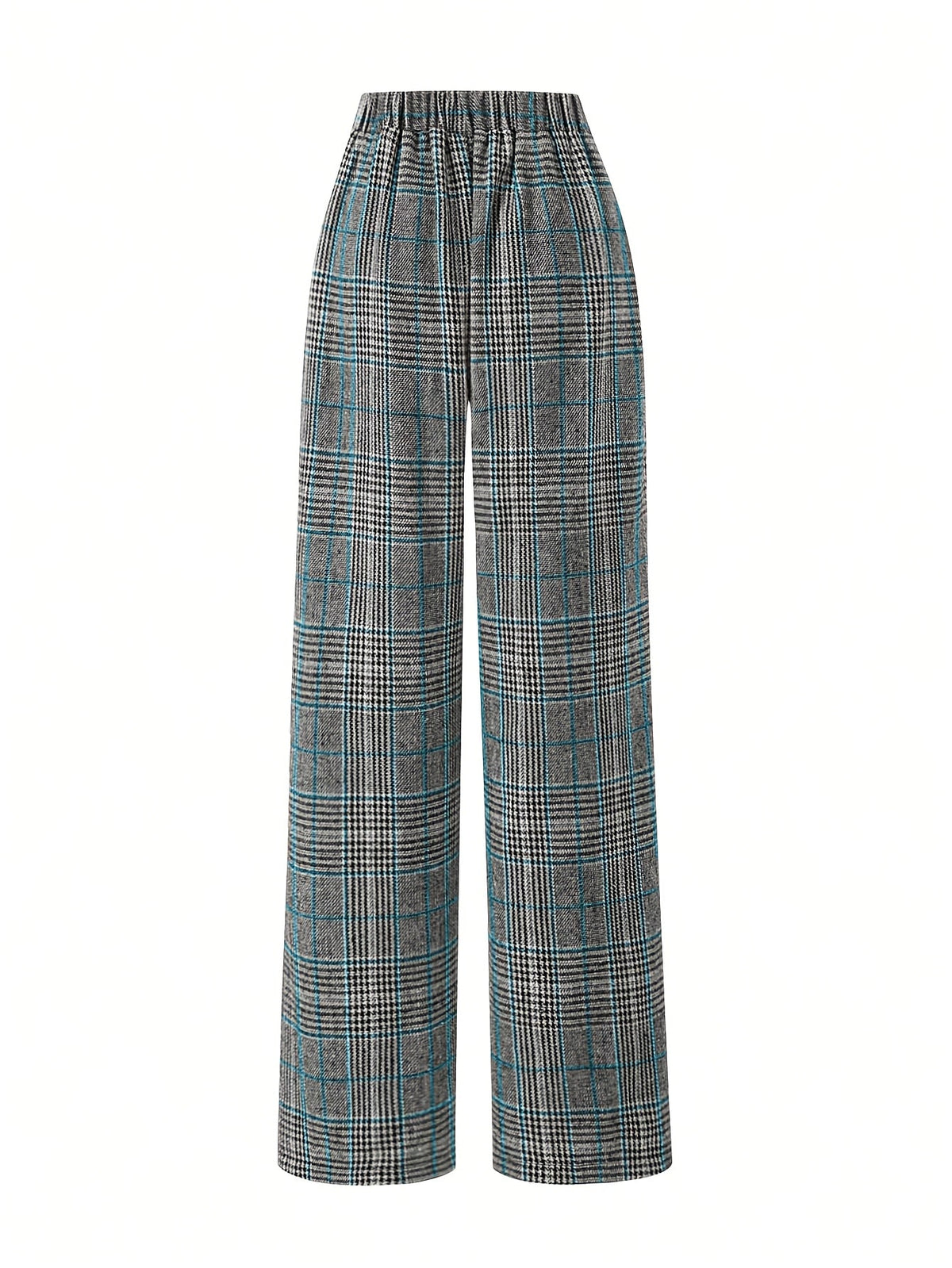 Women's Plaid High-Waisted Wide-Leg Pants, view 8