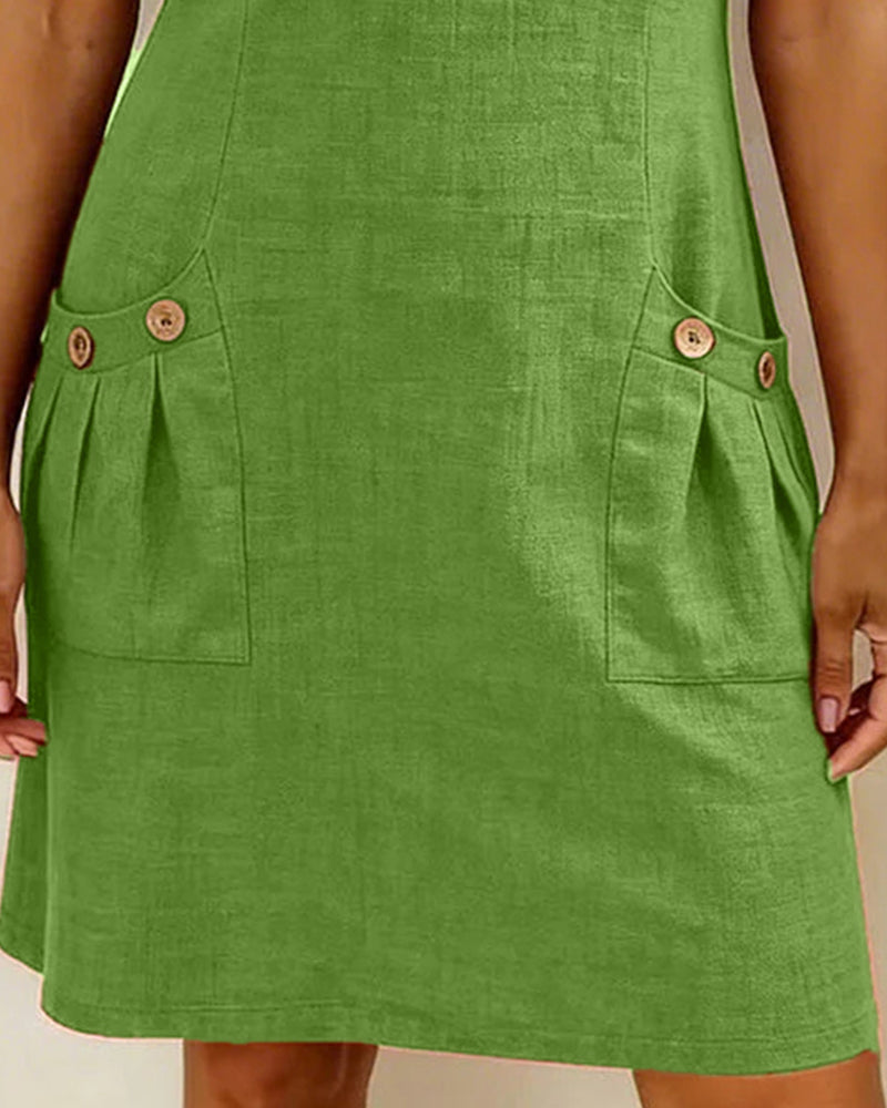 Women's Cotton Relaxed Dress with Front Zipper, view 12