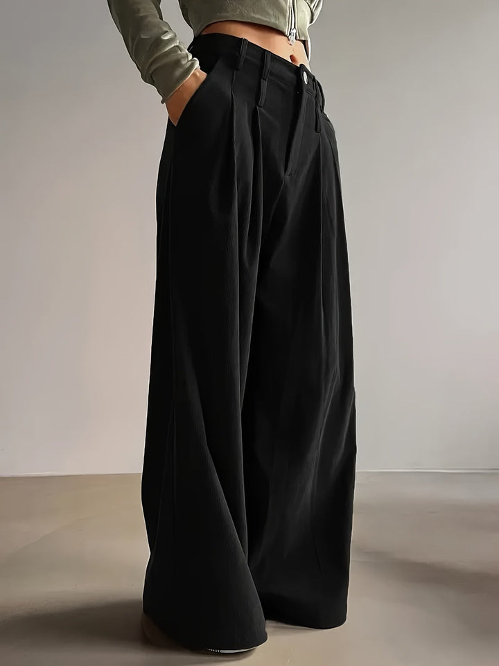 Women's Pleated Trousers, Wide Leg High Waisted Flowy Pants
