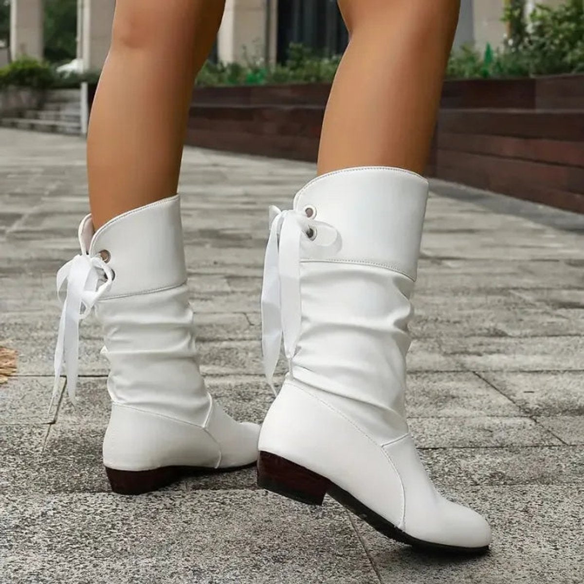 Women's Slouchy Lace-Up Block Heel Ankle Boots, view 8