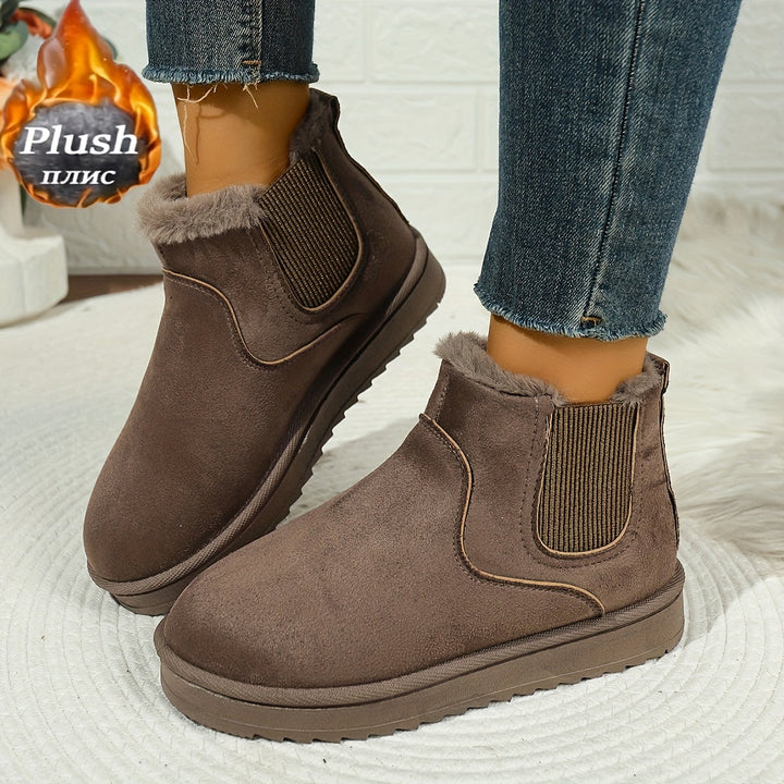 Women's Platform Ankle Boots, Fleece Lined Warm Winter Booties