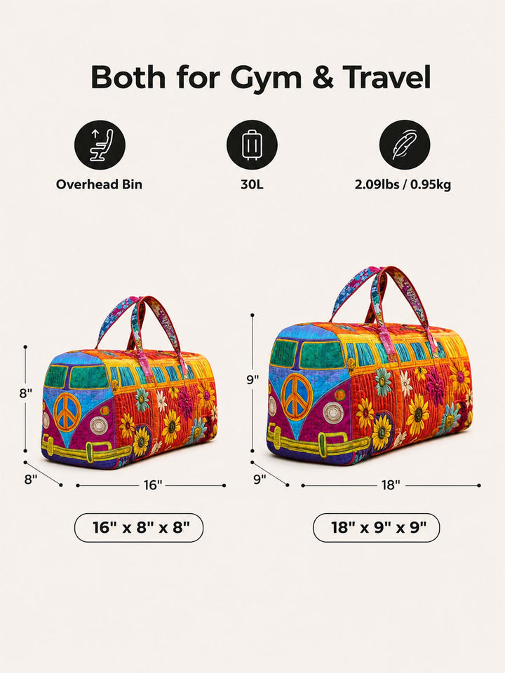 70s Hippie Van Quilted Duffle Bag