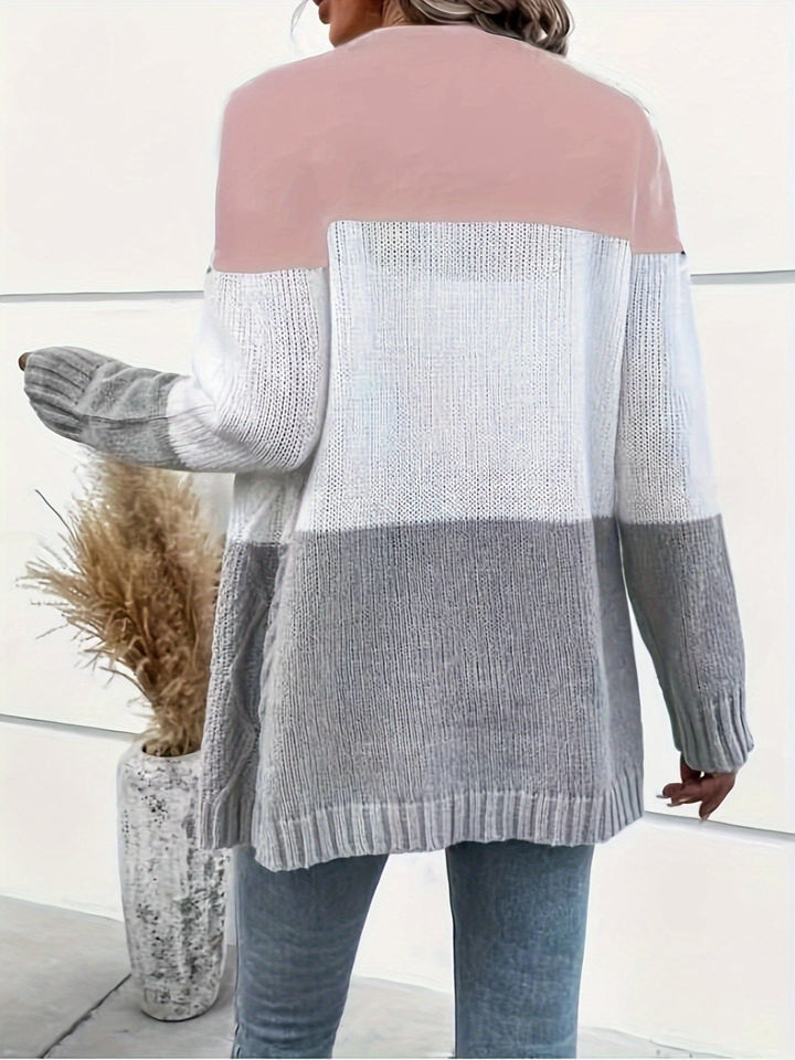 Women's Patchwork Knit Sweater Vest, Collared Sleeveless Knit Top