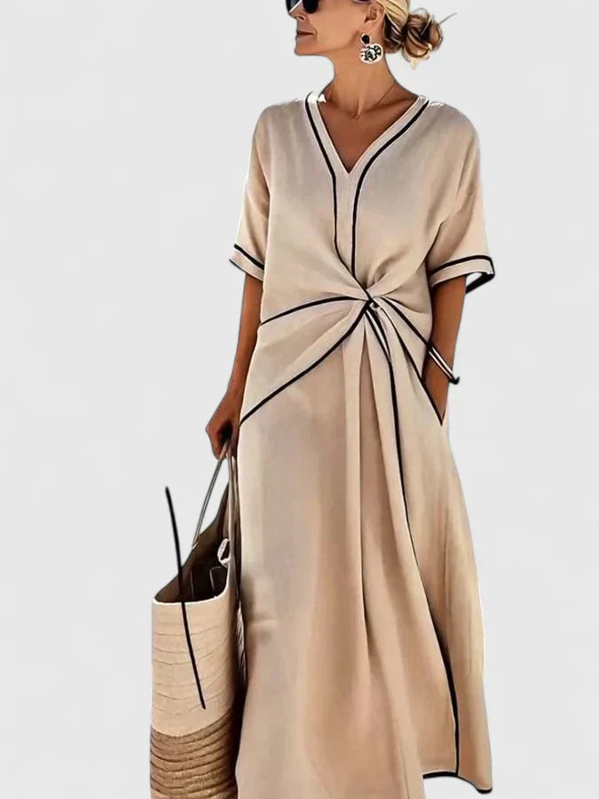 Women's Vertical Striped Lightweight Midi Dress, view 2