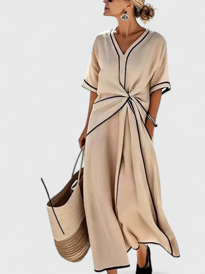 Women's Vertical Striped Lightweight Midi Dress