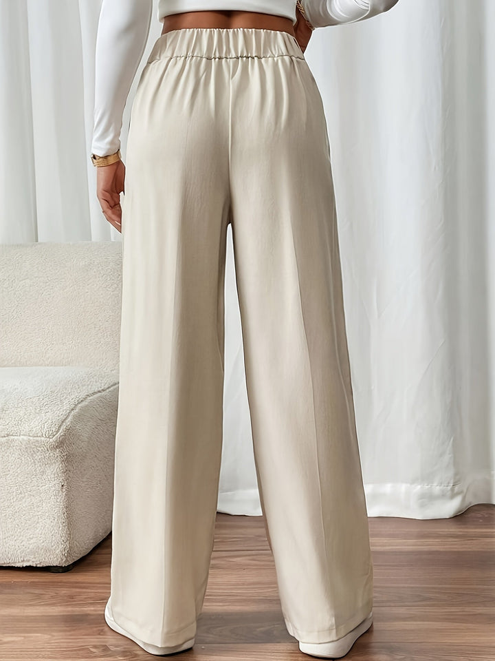 Women's Wide Leg Pants, Elastic High Waist Tailored Trousers
