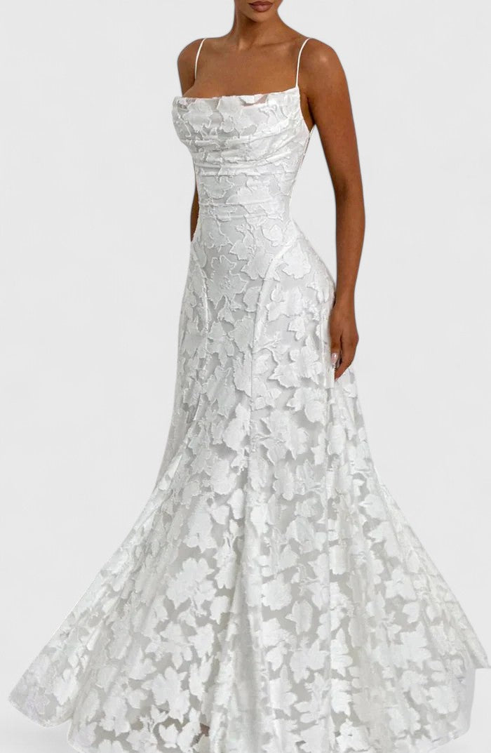 Women's Cowl Neck Maxi Dress with Lace-Up Open Back, view 6