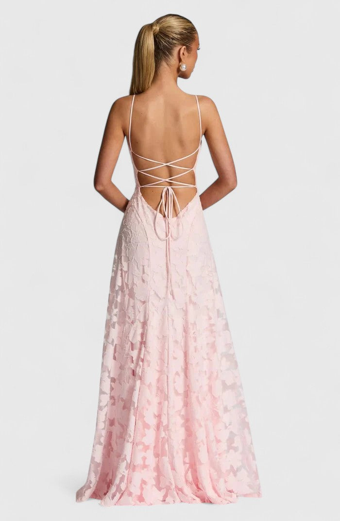 Women's Cowl Neck Maxi Dress with Lace-Up Open Back, view 8