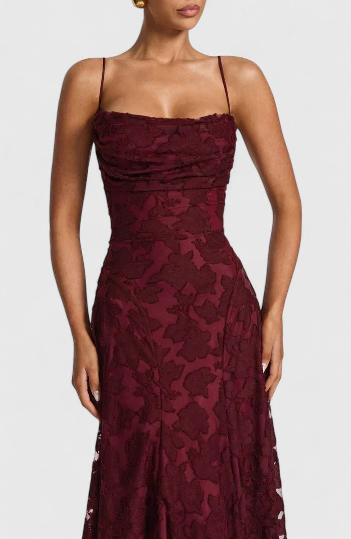 Women's Cowl Neck Maxi Dress with Lace-Up Open Back, view 10
