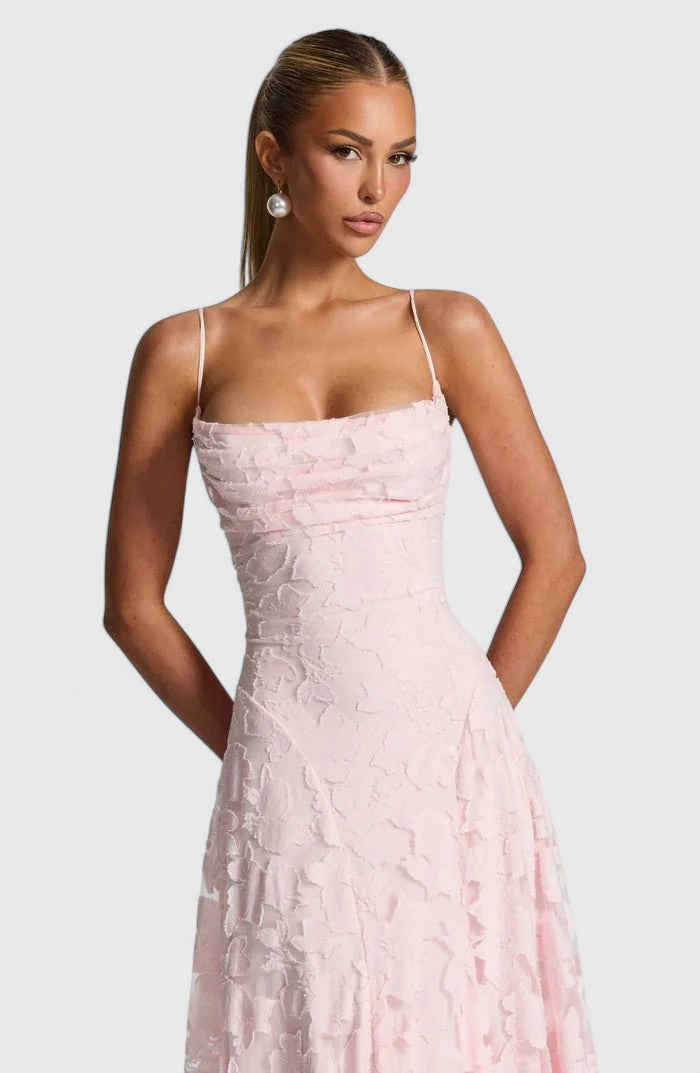 Women's Cowl Neck Maxi Dress with Lace-Up Open Back, view 13