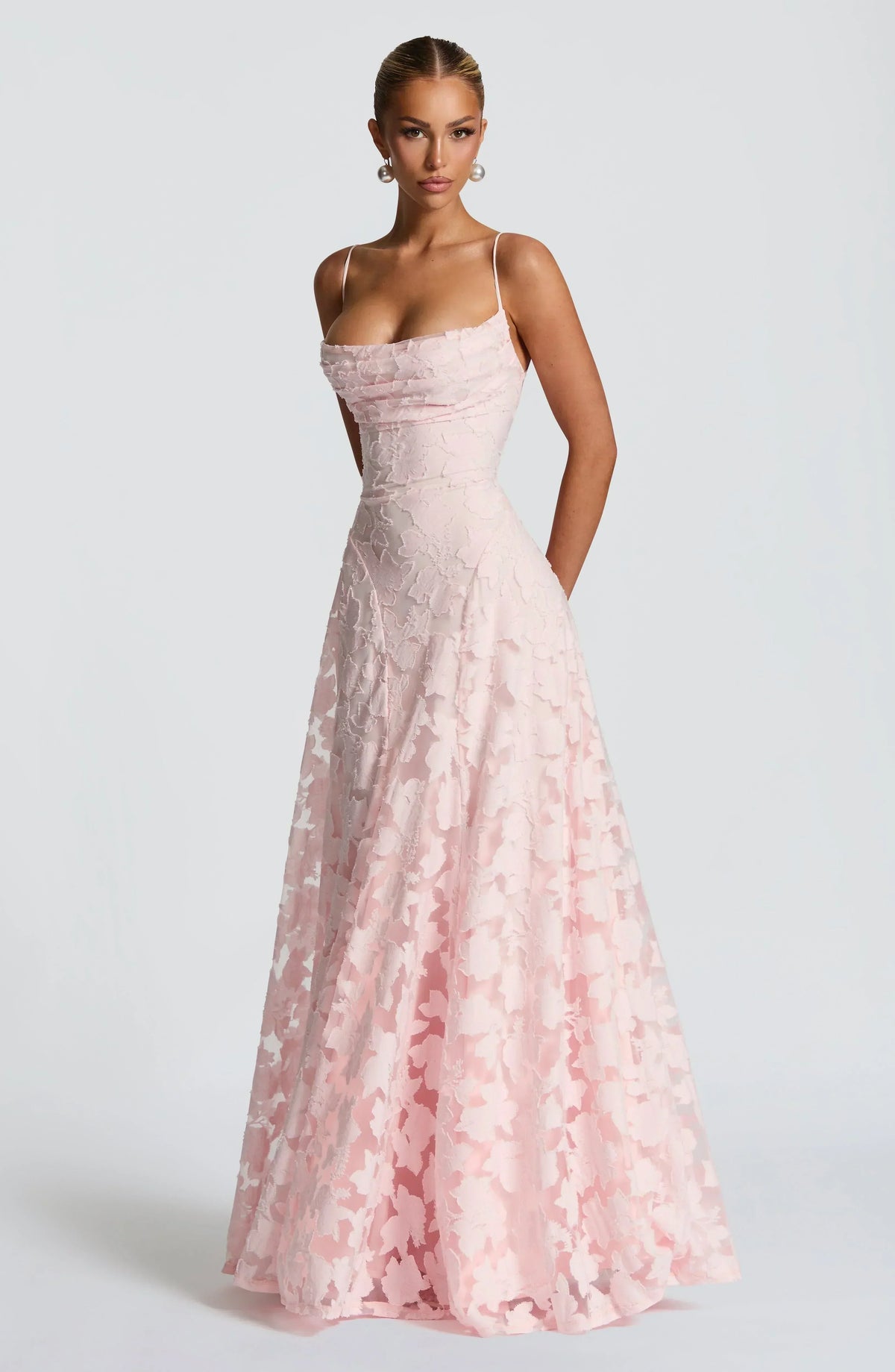 Women's Elegant Draped Maxi Evening Dress, view 12