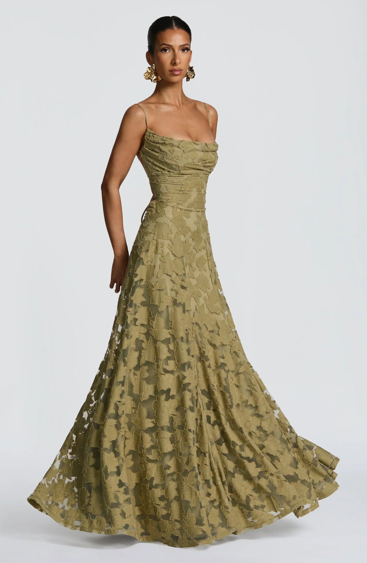 Women's Elegant Draped Maxi Evening Dress, view 6
