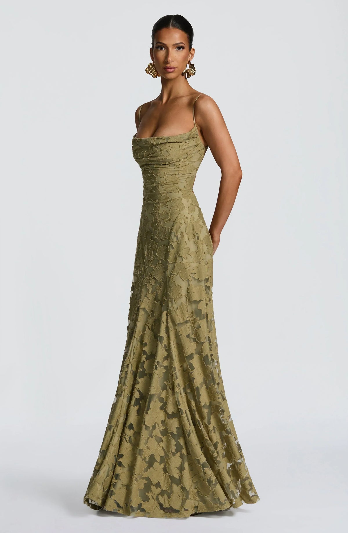 Women's Elegant Draped Maxi Evening Dress, view 5