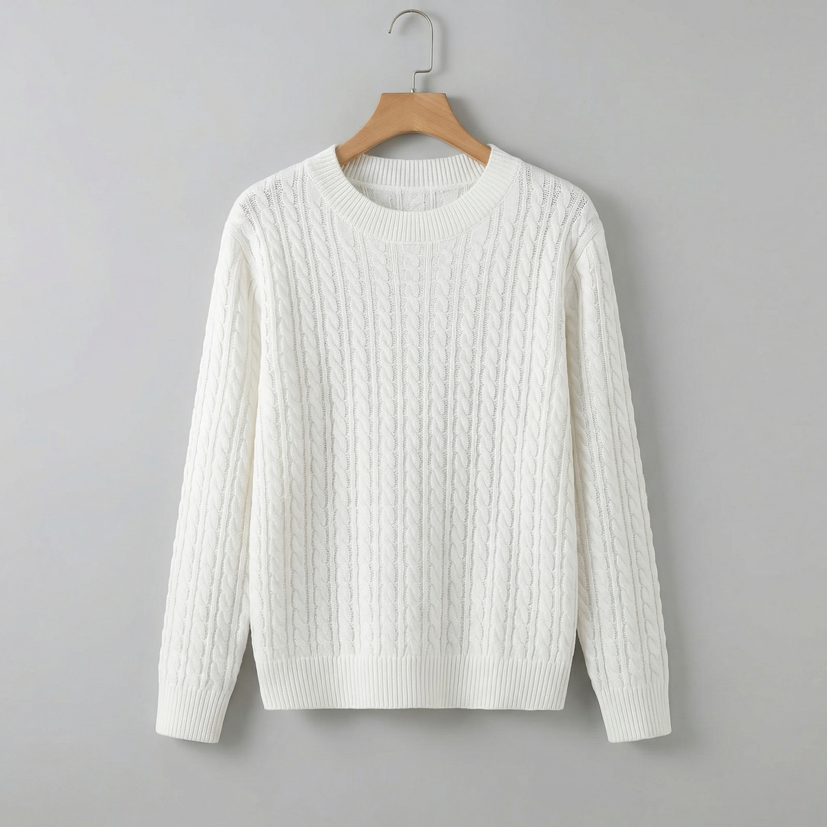 Women's Relaxed Cable Knit Pullover Sweater