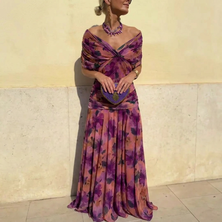 Sharon | Elegant Floral Off Shoulder Dress