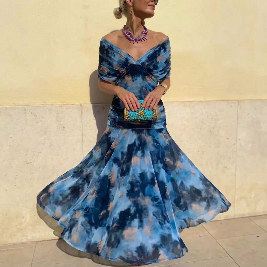 Sharon | Elegant Floral Off Shoulder Dress