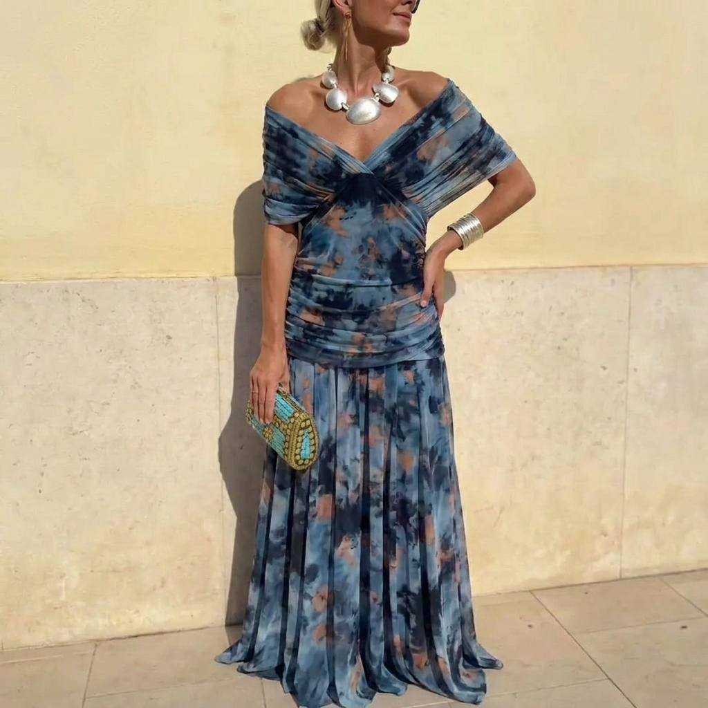 Sharon | Elegant Floral Off Shoulder Dress