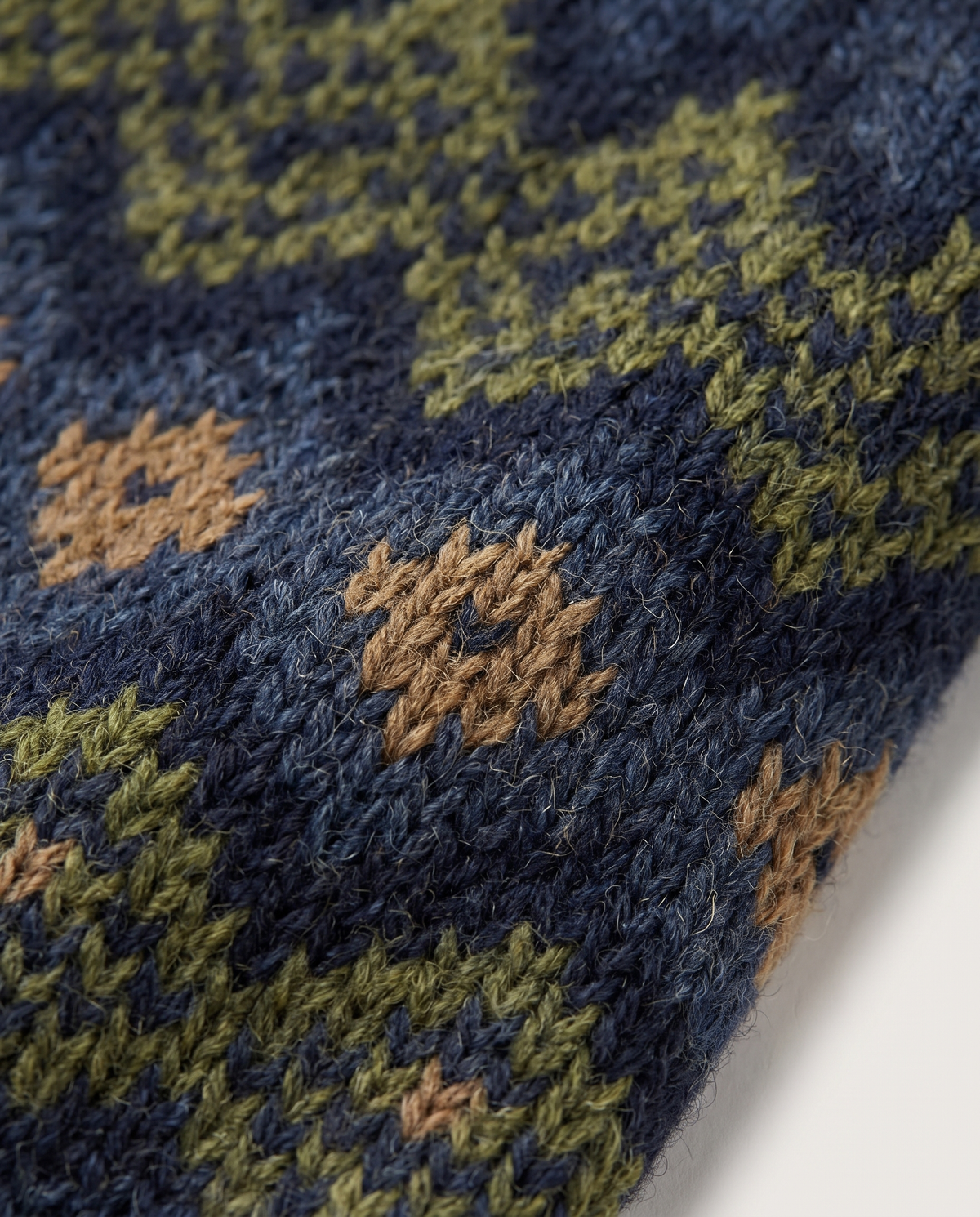 ONORA Ravine Classic Green Nordic Pattern Knit Sweater — Nordic pattern stitch detail