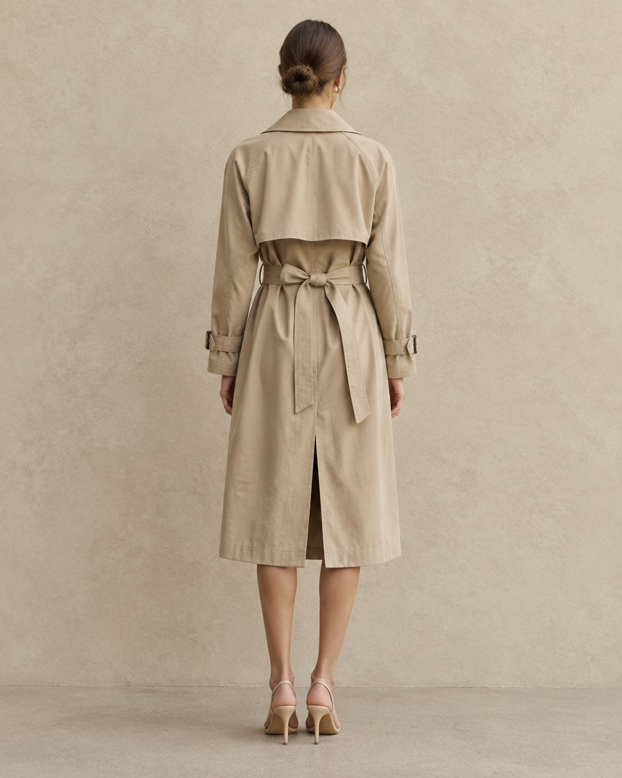 ONORA Trench Coat Casual Vintage Style — full length back