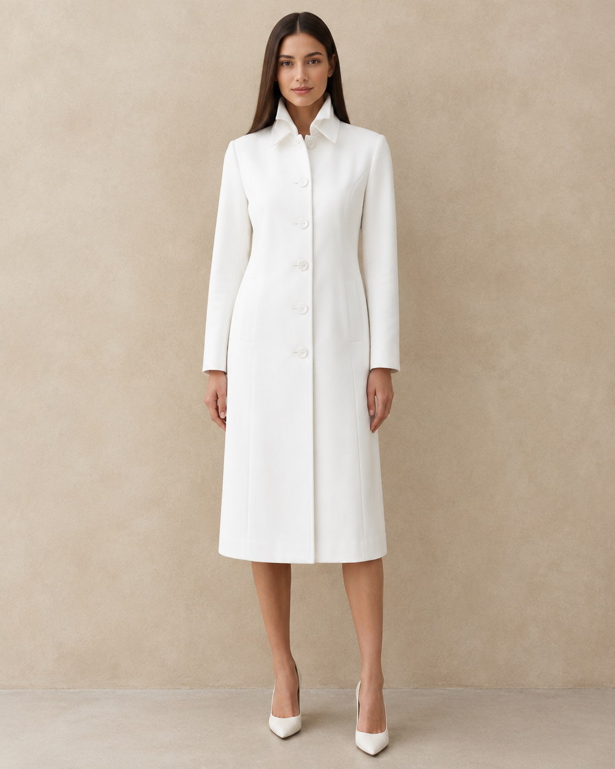 ONORA Stand-Collar Trench Coat — White