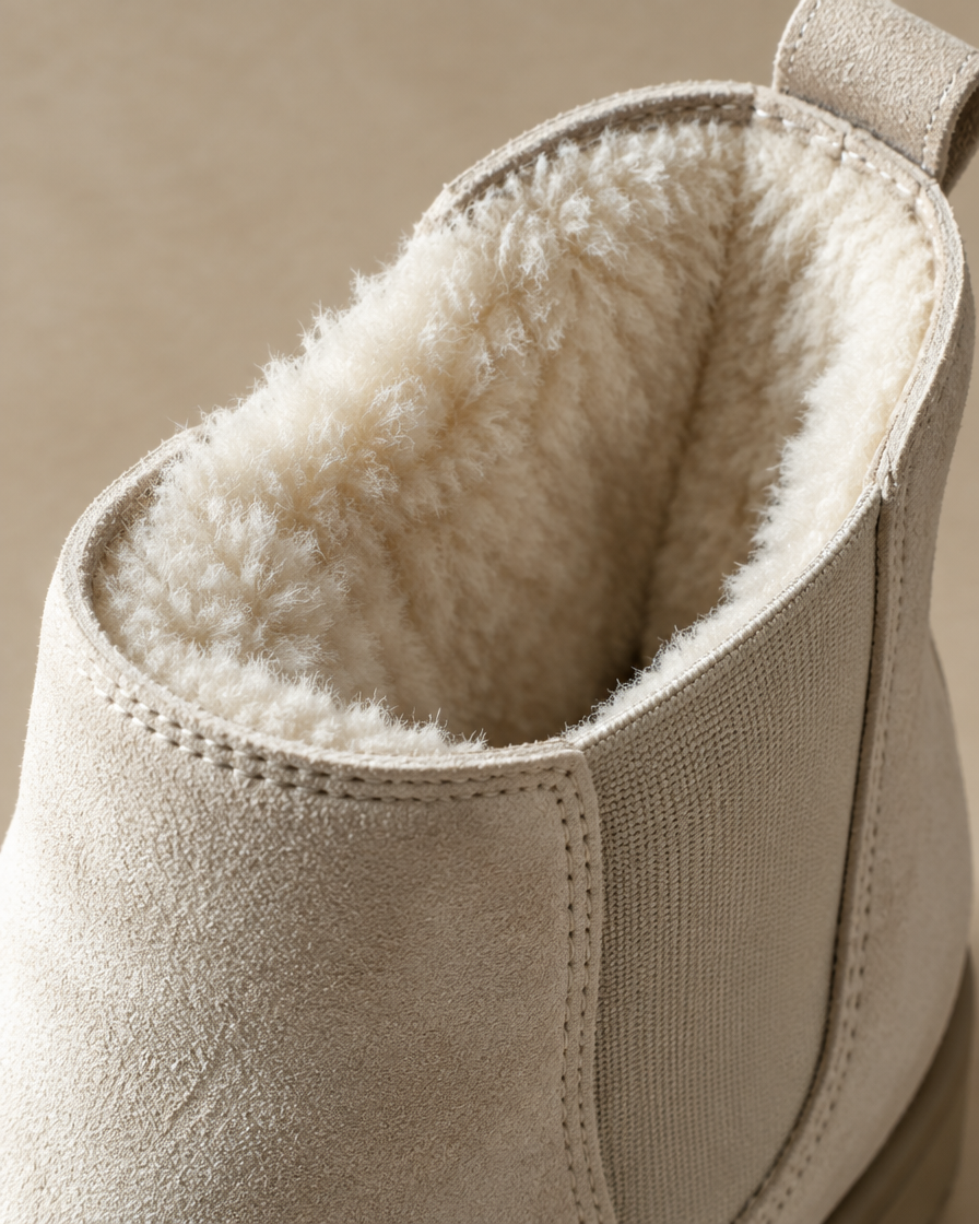 Fleece-Lined Chelsea Boots for Women — fleece lining detail
