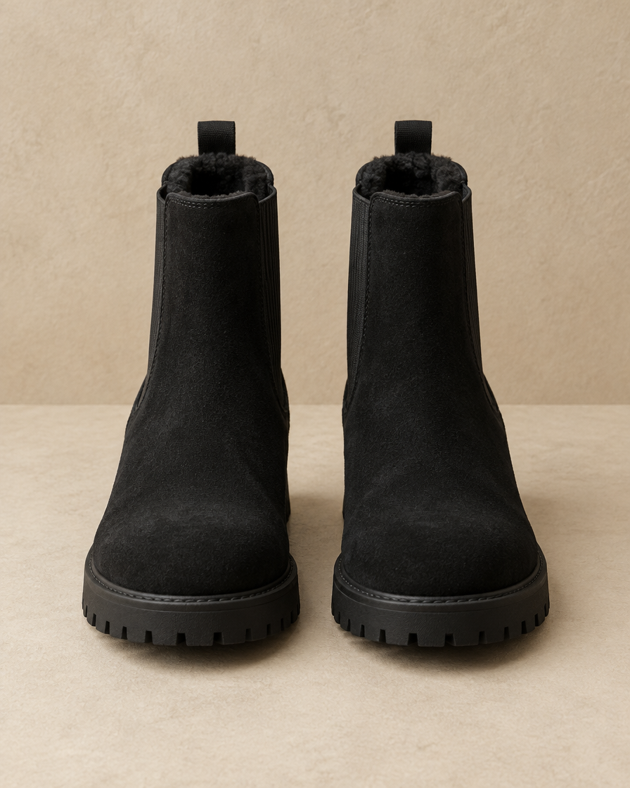 Fleece-Lined Chelsea Boots for Women — Black