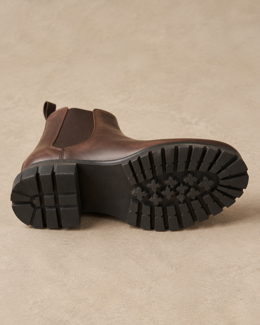 Block Heel Chelsea Boots with Lug Sole — outsole
