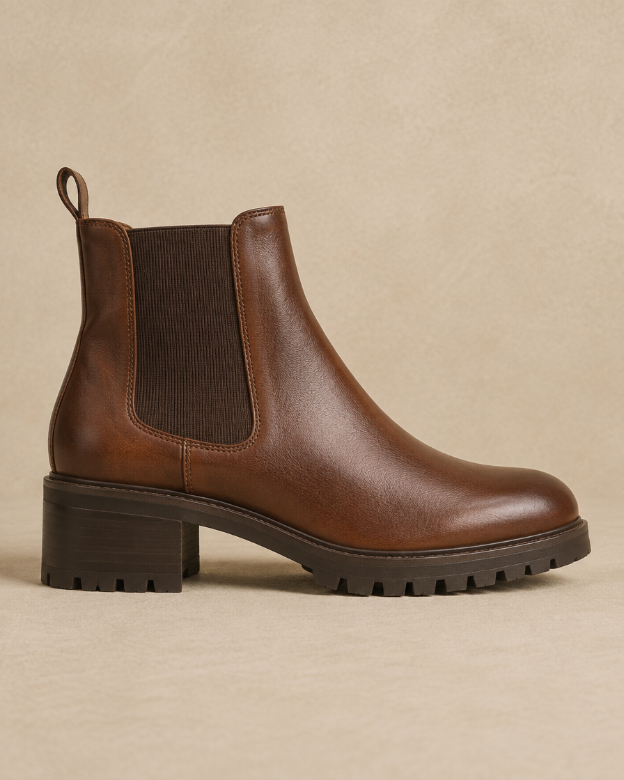 Block Heel Chelsea Boots with Lug Sole — side profile