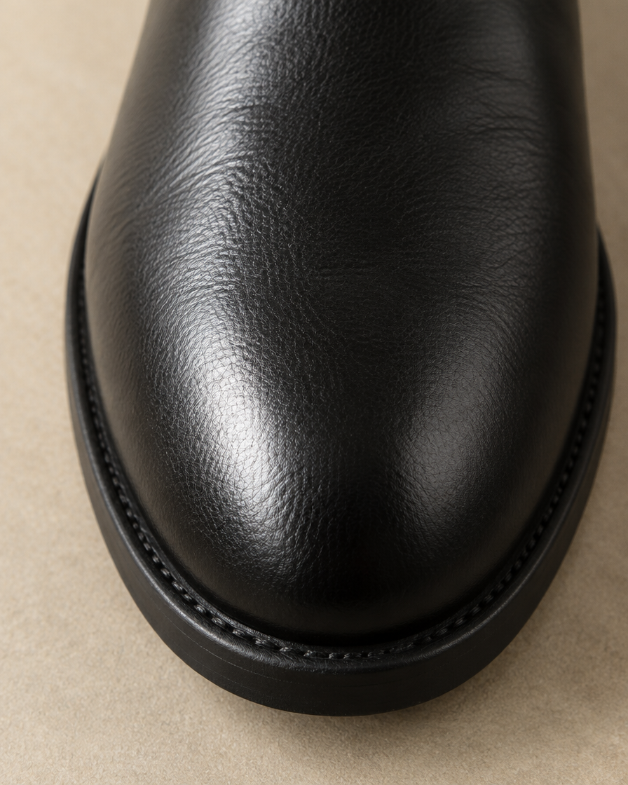 Leather Chelsea Boots with Rounded Toe — rounded toe detail