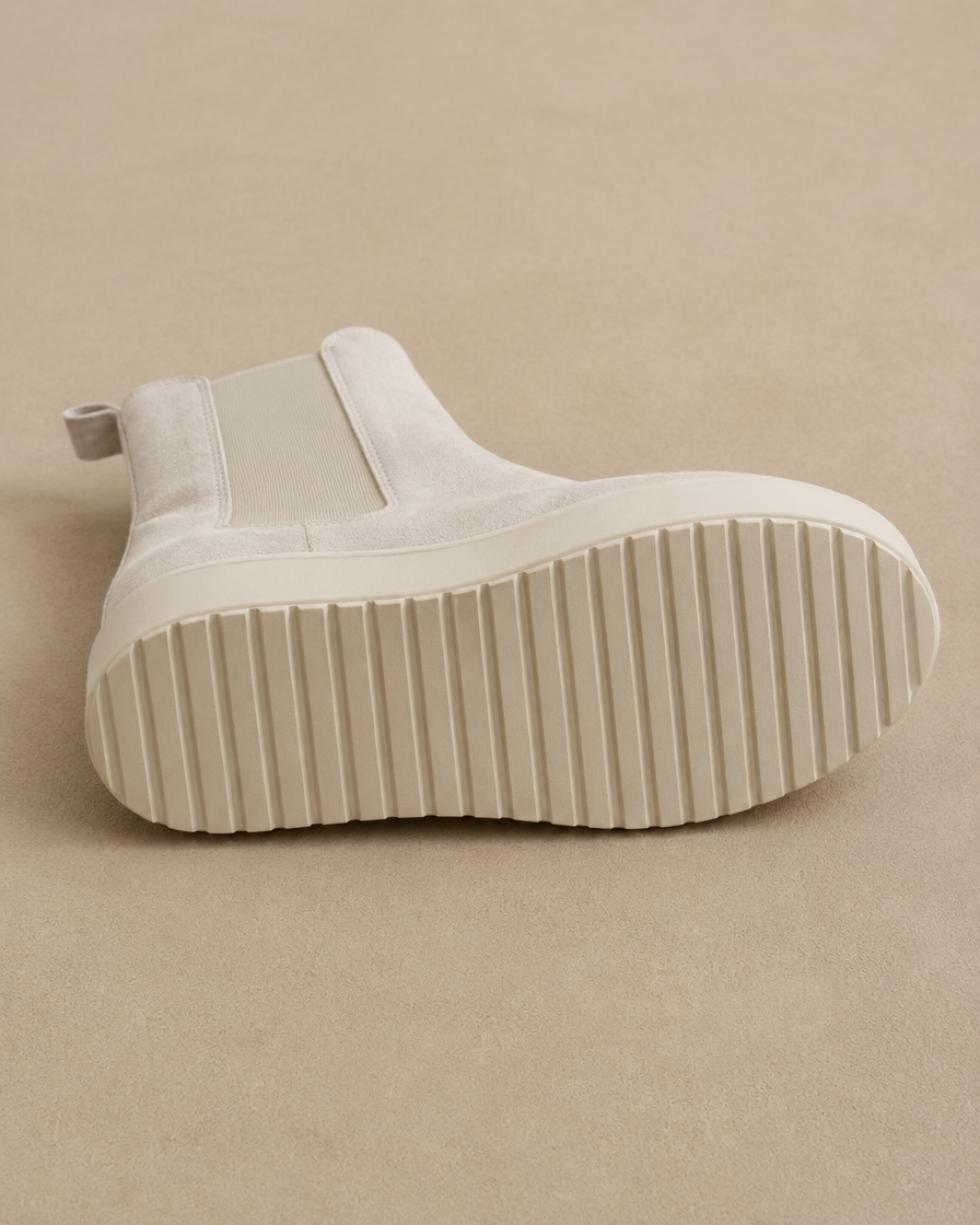 Suede Flatform Chelsea Boots with Pull Tab — outsole
