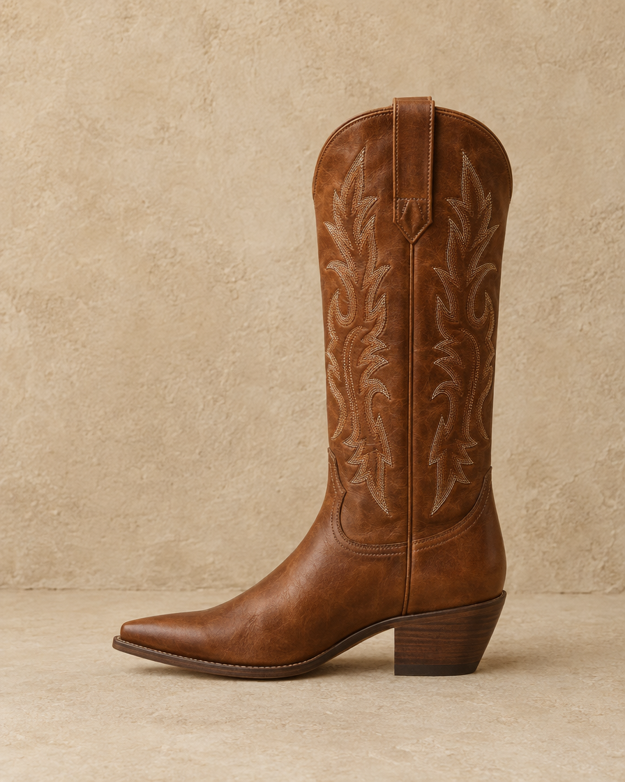 Embroidered Leather Cowboy Boots for Women — side profile