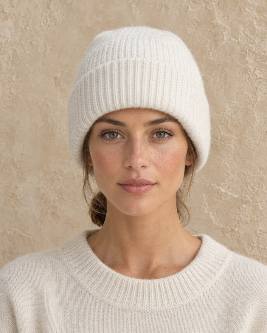 ONORA Somerset Warm Cotton Beanie with Ear Coverage — worn, front
